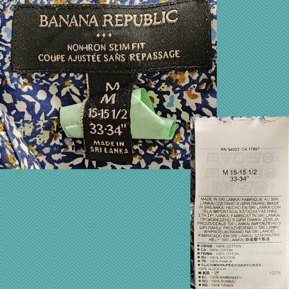 Banana Republic Blue Floral Printed 100% Cotton Shirt - Picture 4 of 4